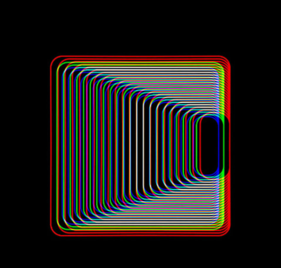 Colorful geometric pattern on a black background